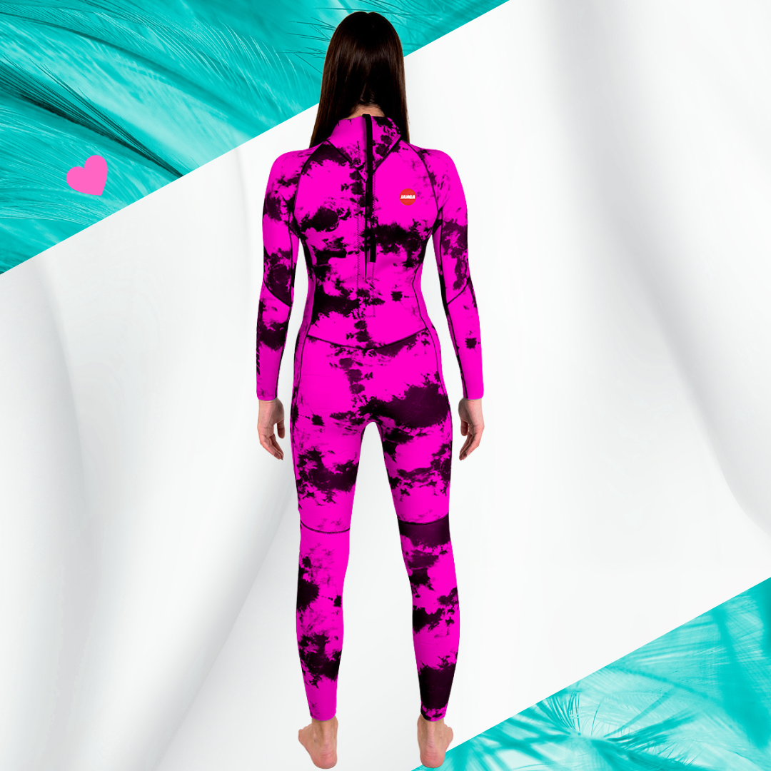 Back view – Limited edition JANGA ALL STARS TIE DYE Pink 3/2mm spring women's wetsuit