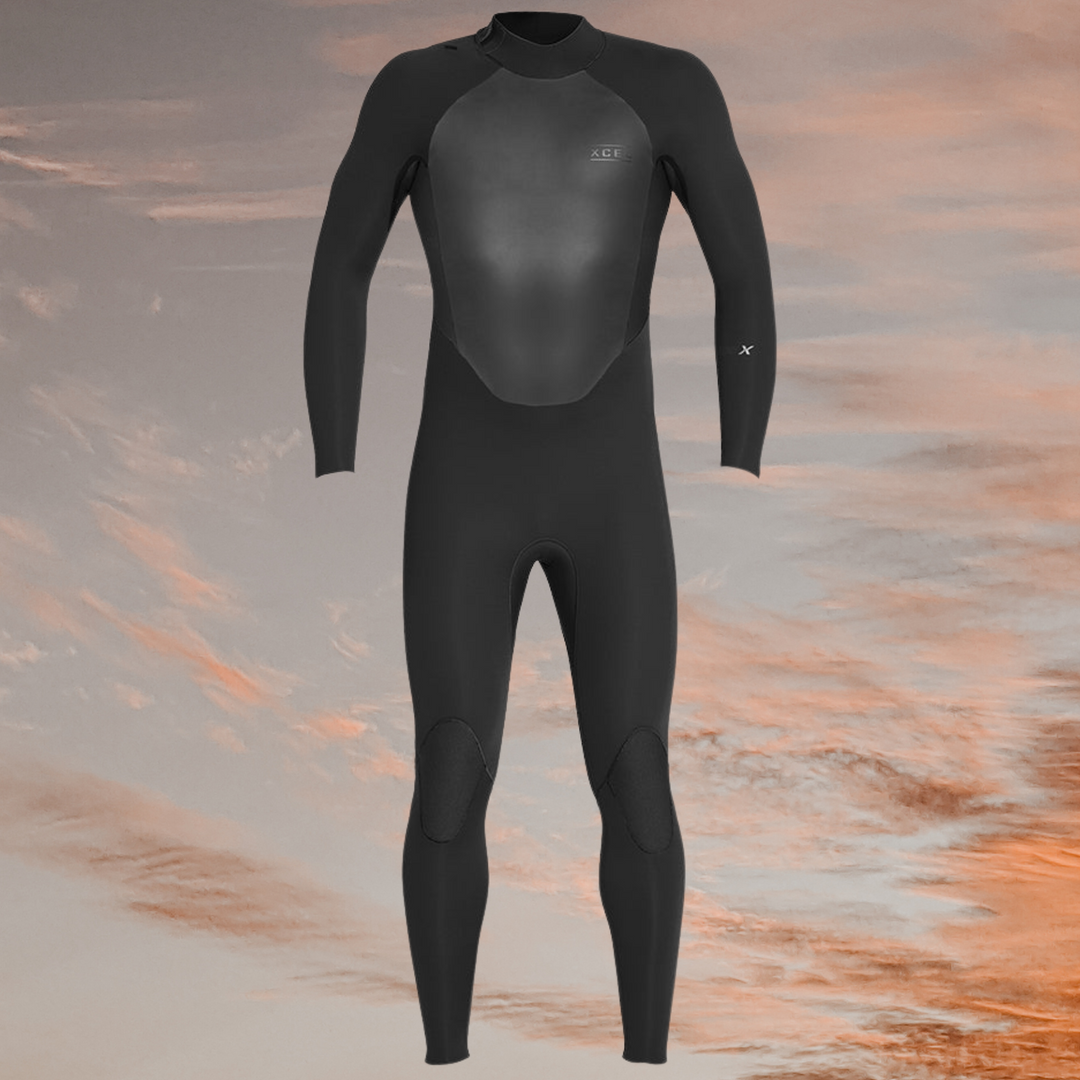 Front view – Men's XCEL Axis X 4/3mm Back Zip wetsuit MT43A0S0 for 10–16°C waters black