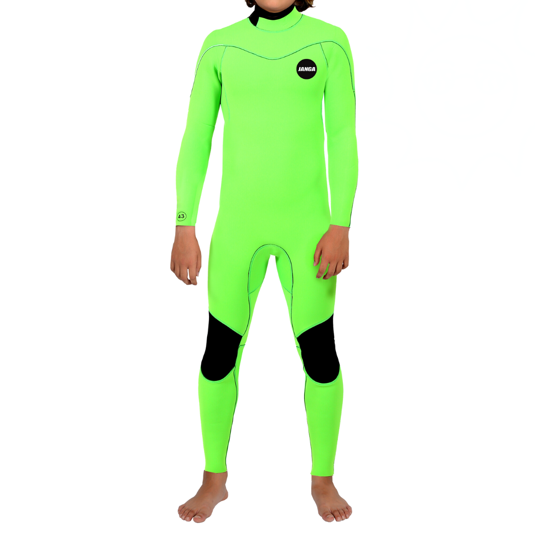 Front view – Kids JANGA Fineline 4/3mm wetsuit for 12–17°C waters