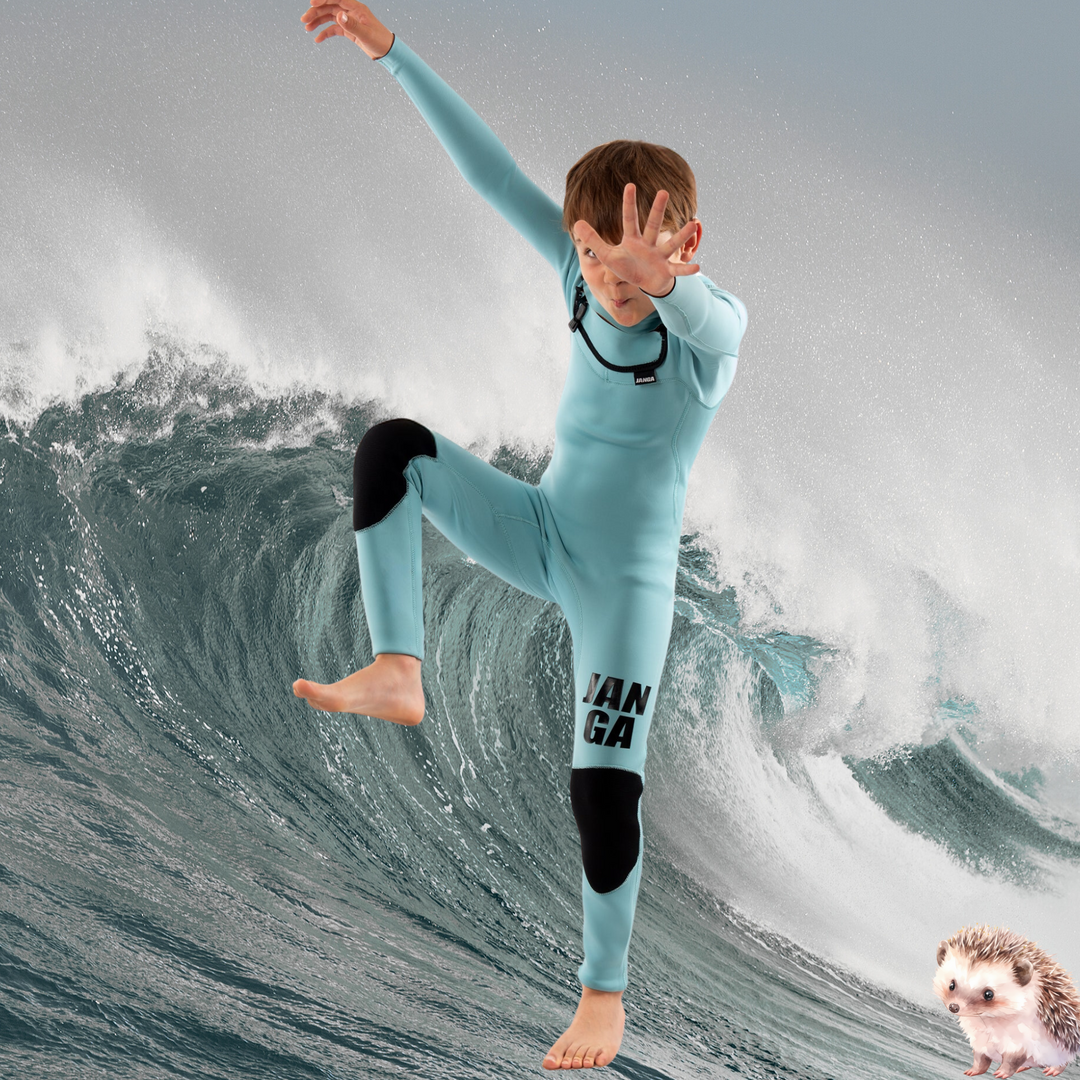 Kevlar kneepads on JANGA FRONTLINE KIDS 3/2mm wetsuit