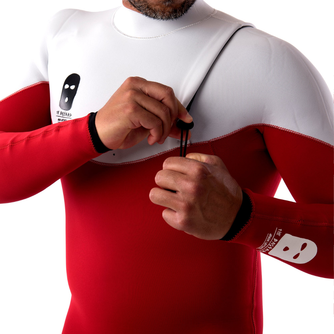JANGA Bastard ZIP FREE 4/3mm White Red wetsuit full zip free