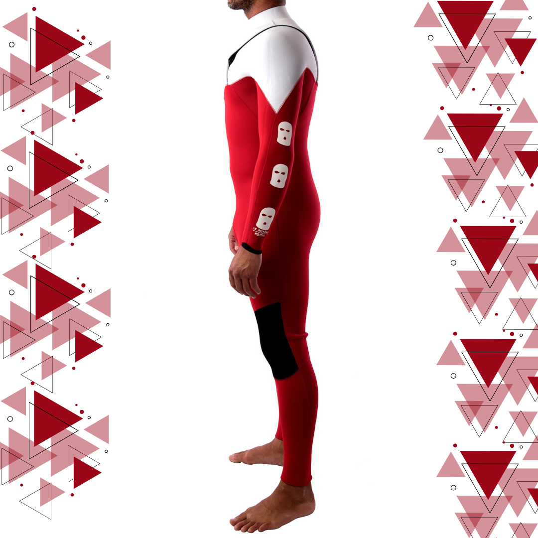 JANGA Bastard ZIP FREE 4/3mm White Red wetsuit fullsuit