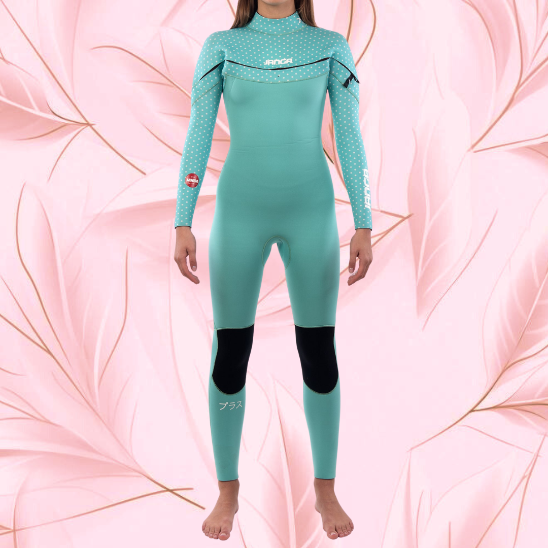 JANGA PLUS SERIES X-ZIP 4/3mm Blue/dots wetsuit with Yamamoto limestone neoprene
