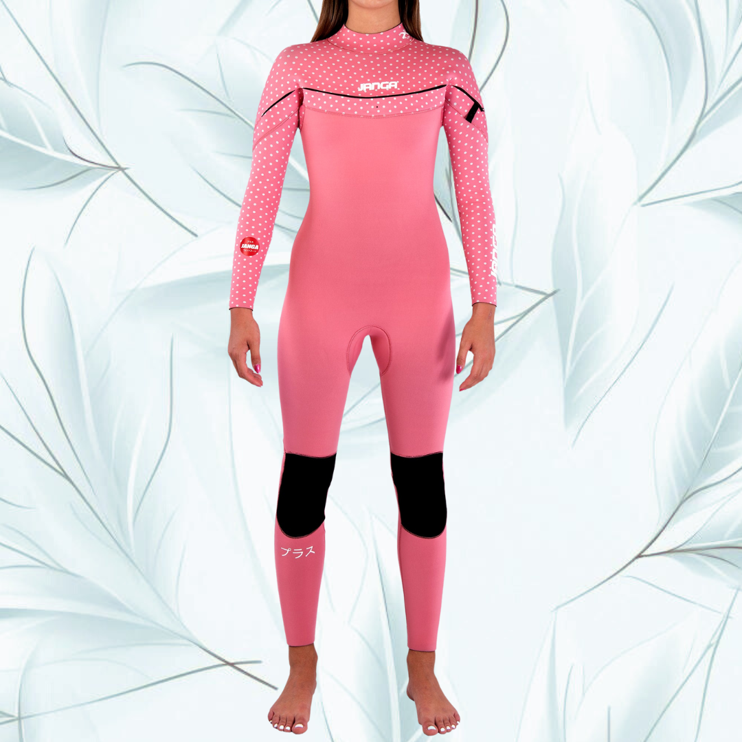 JANGA PLUS SERIES X-ZIP 4/3mm Pink/dots wetsuit for surfing