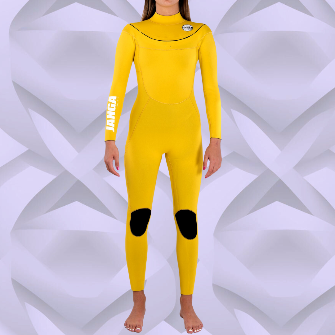 JANGA PLUS SERIES X-ZIP 4/3mm Yellow wetsuit handmade LTD edition