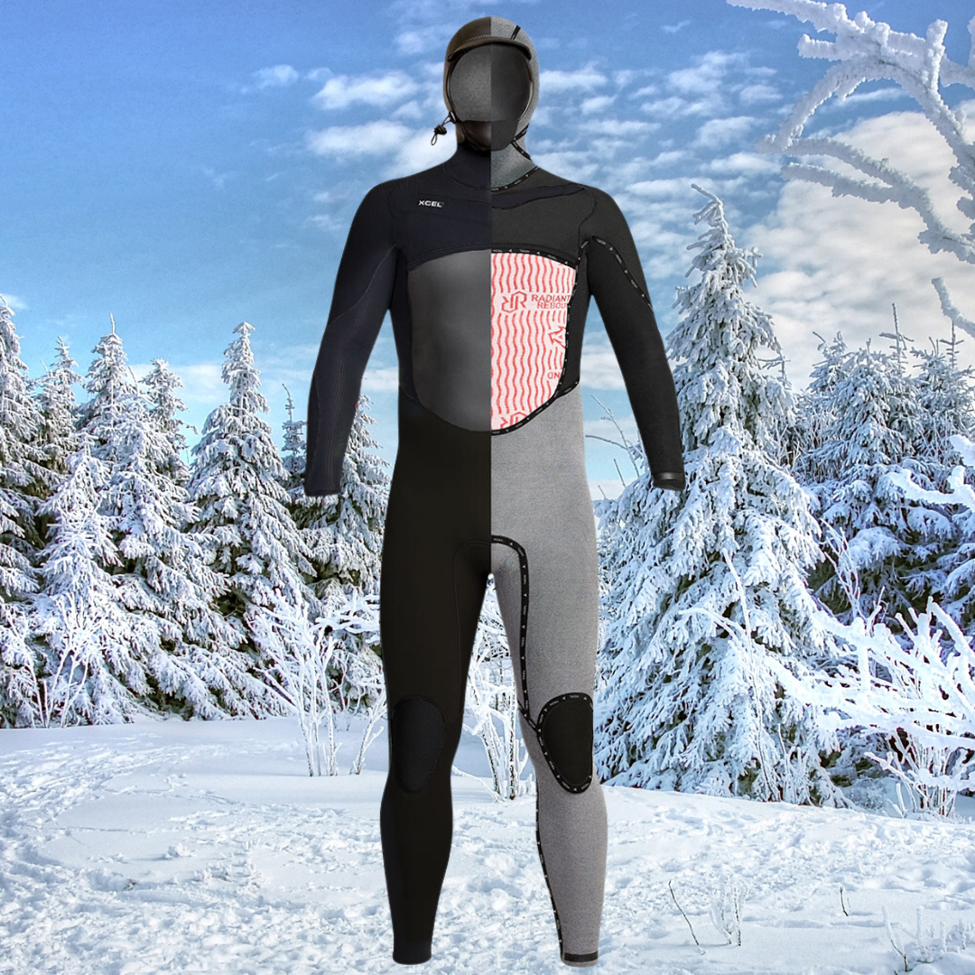 inside view FusionX taped seams – XCEL Infiniti Hooded 6/5mm wetsuit reinforced for durability