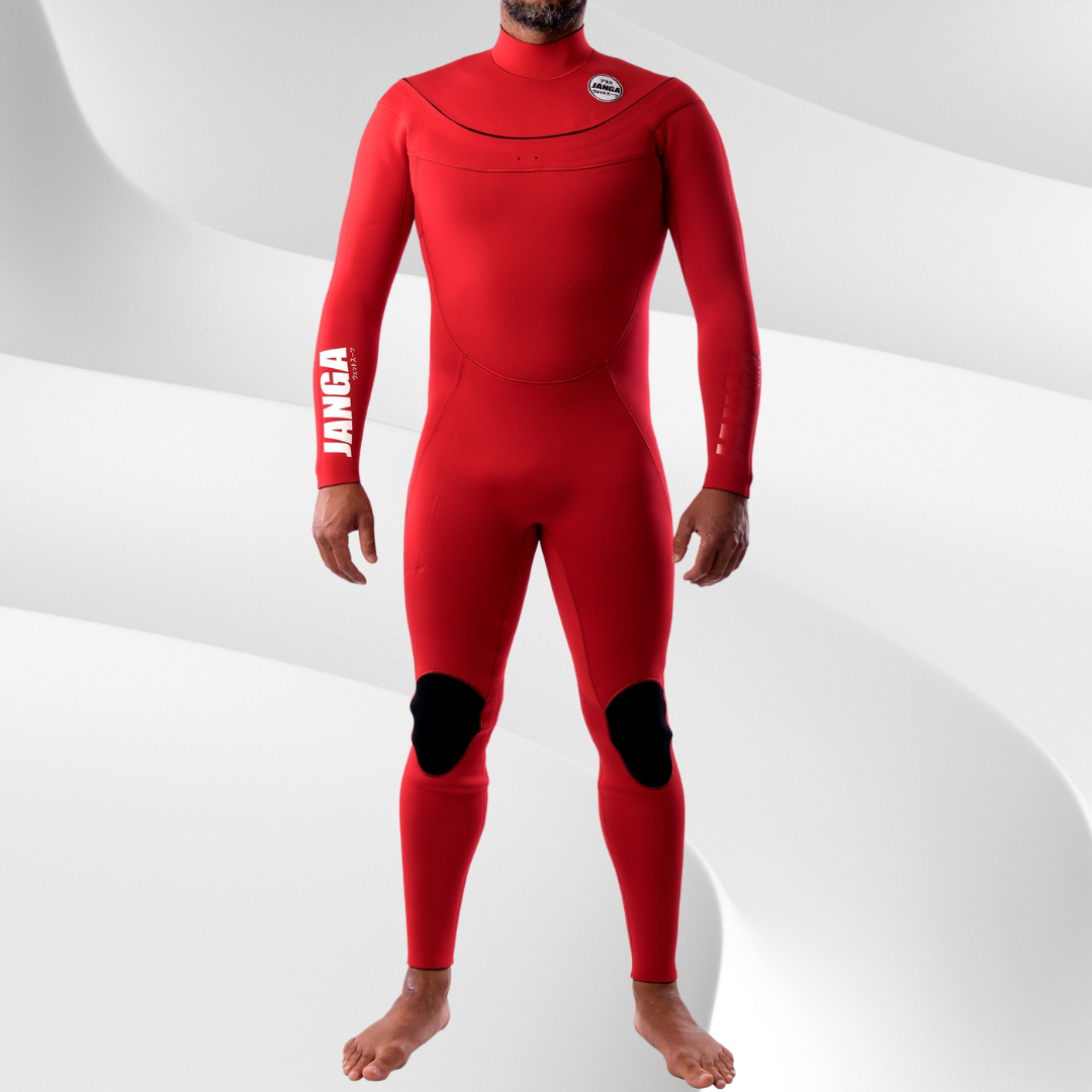 Men's JANGA PLUS SERIES 4/3mm Red wetsuit in cold-water surf