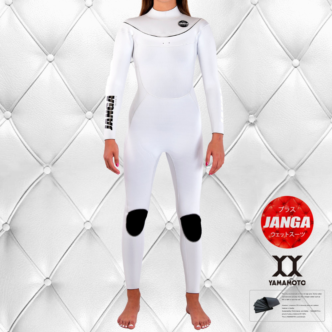 Surf in White JANGA PLUS SERIES X-ZIP wetsuit