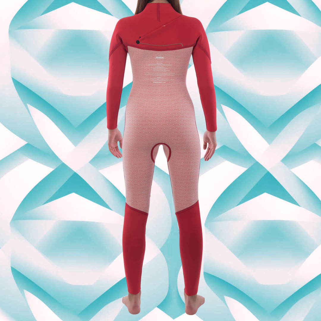Thermal lining fleece inside detail — JANGA PLUS X-ZIP Pink wetsuit