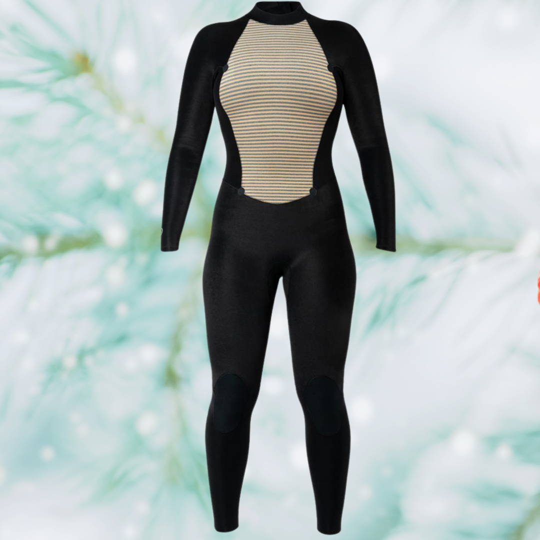 Detail of ThermoLite infrared chest panel on Axis women’s wetsuit