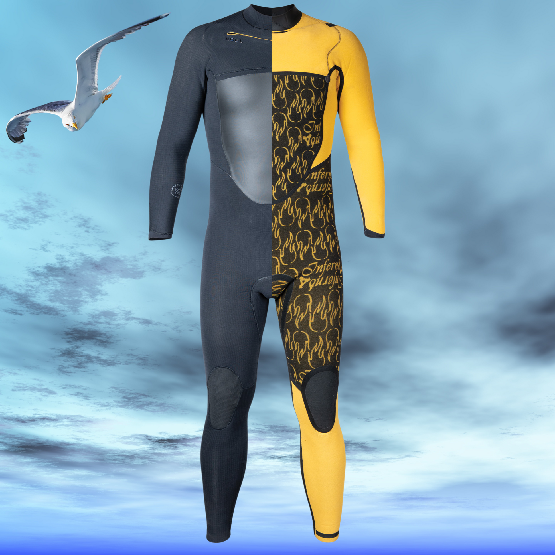 Back view – Men's XCEL Drylock Hooded X2 5/4mm cold-water wetsuit