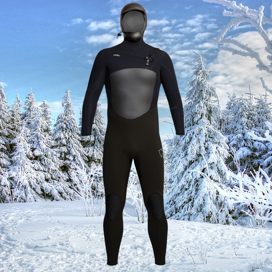 Front view – Men’s XCEL Infiniti Hooded 6/5mm wetsuit MR65ZHN0 for 3–8°C waters