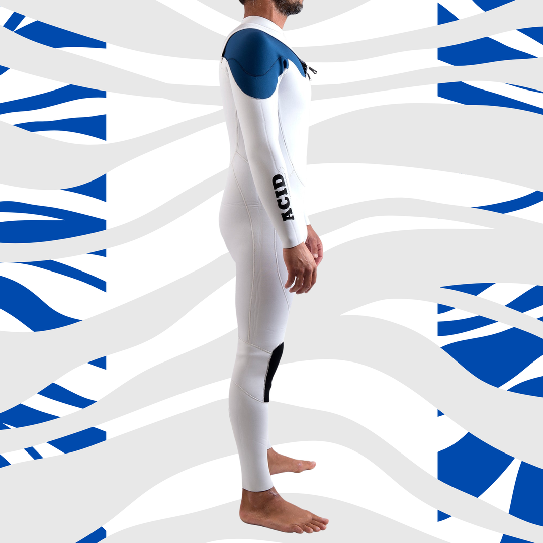 side view 4/3 mm wetsuit white