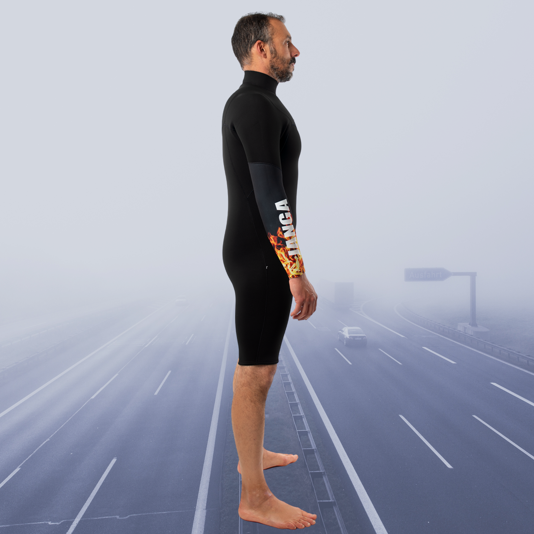side view design – Men's JANGA Firestarter 2/2mm wetsuit for warm water