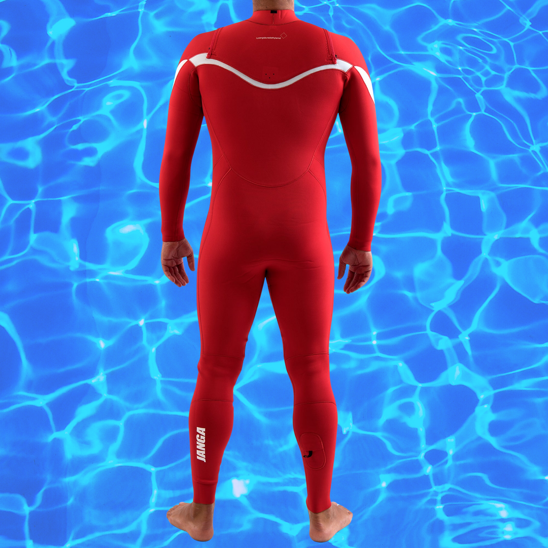 Back view of men’s JANGA ACID premium Yamamoto wetsuit