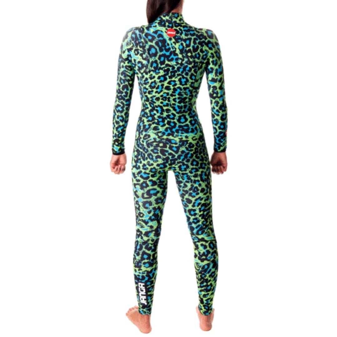 Back view – eco-friendly JANGA 4/3mm Green surfing wetsuit