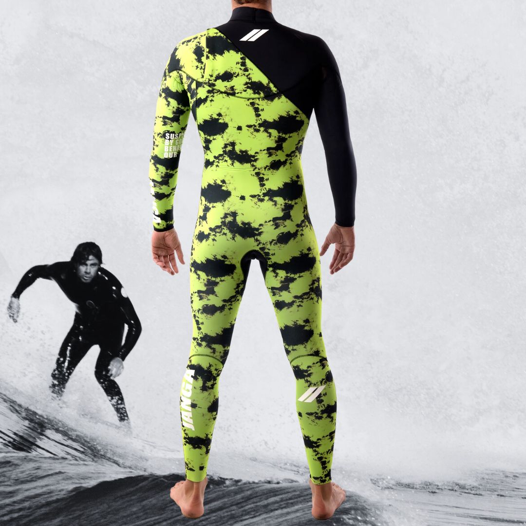 Back view – JANGA INDIGENT II TIE DYE 4/3mm Green surfing wetsuit, fast-dry lining