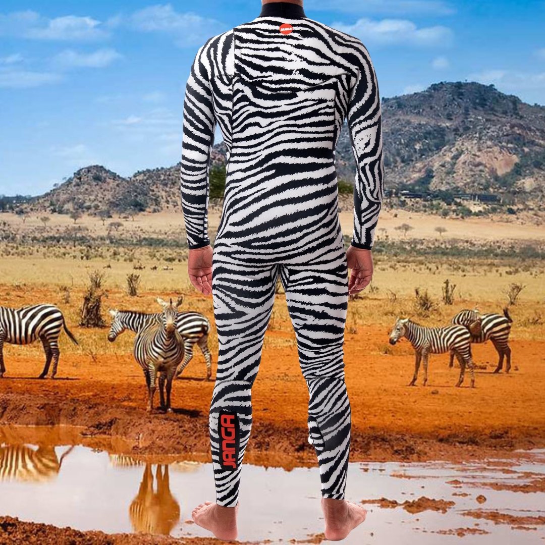 Back view – JANGA Jangle 2mm White eco-friendly surfing wetsuit free zip
