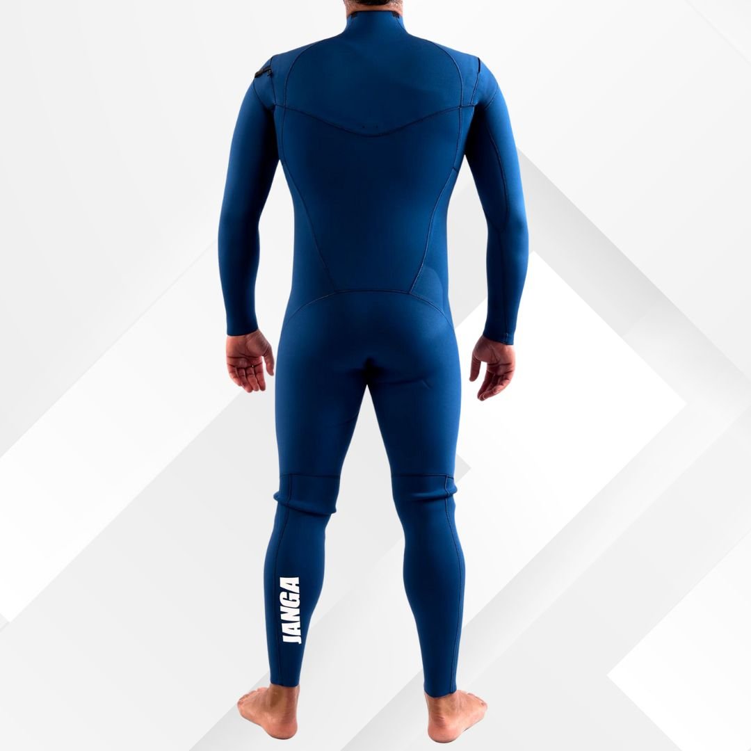 Back view – JANGA PLUS SERIES 4/3mm Blue surf wetsuit for cold waters