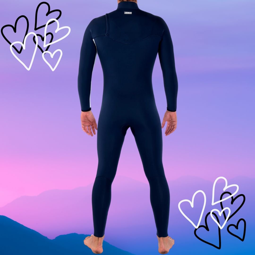 Back view – JANGA THE DARK HALF 4/3mm White/Black performance wetsuit