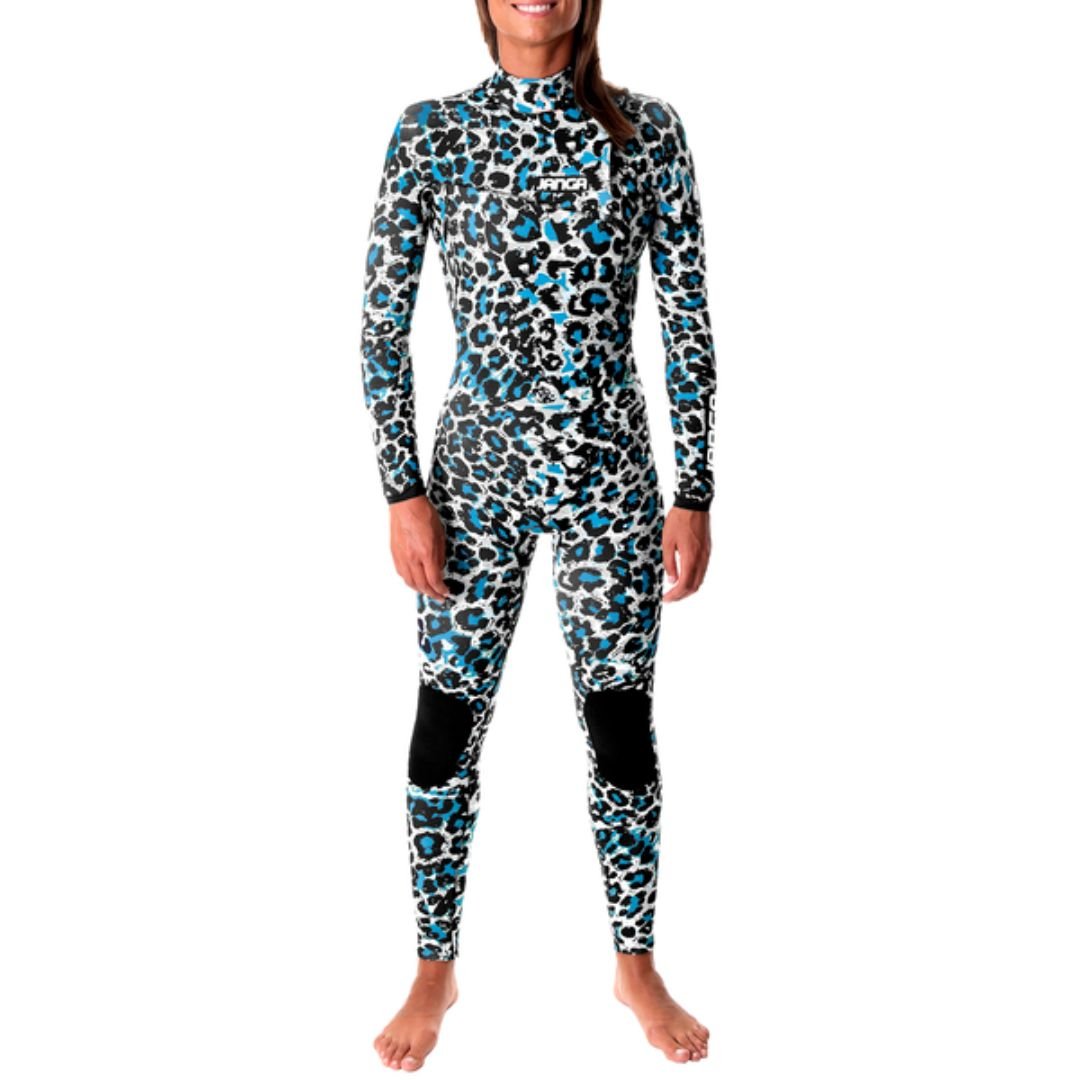 Front view – JANGA 4/3mm White wetsuit with super-stretch JANGAprene