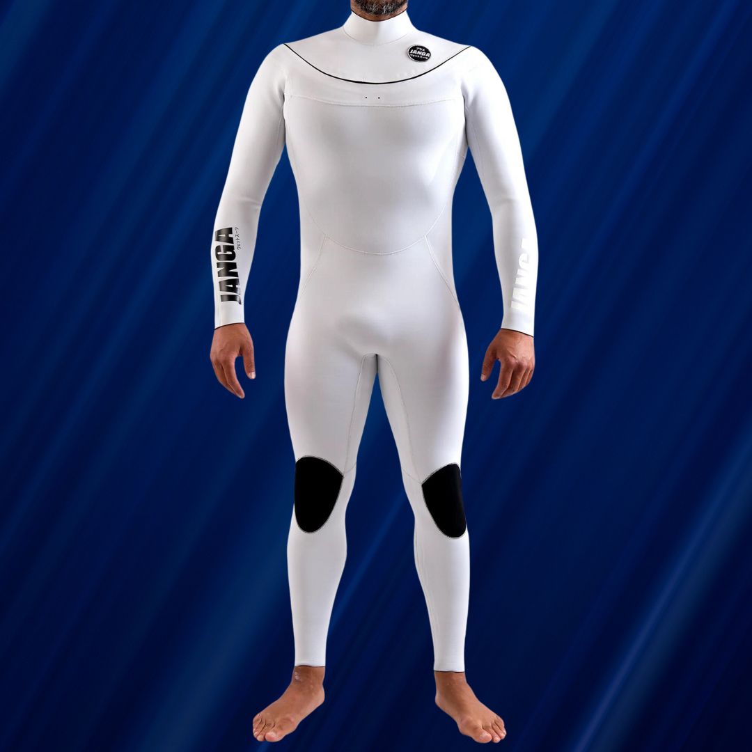 Men's JANGA PLUS SERIES 4/3mm White wetsuit for 12–17°C surfing