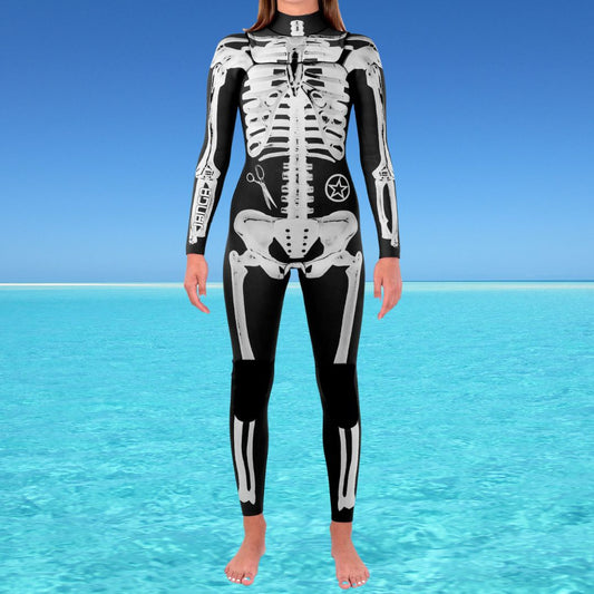 Front view of JANGA ANALOG Black women’s wetsuit handmade edition
