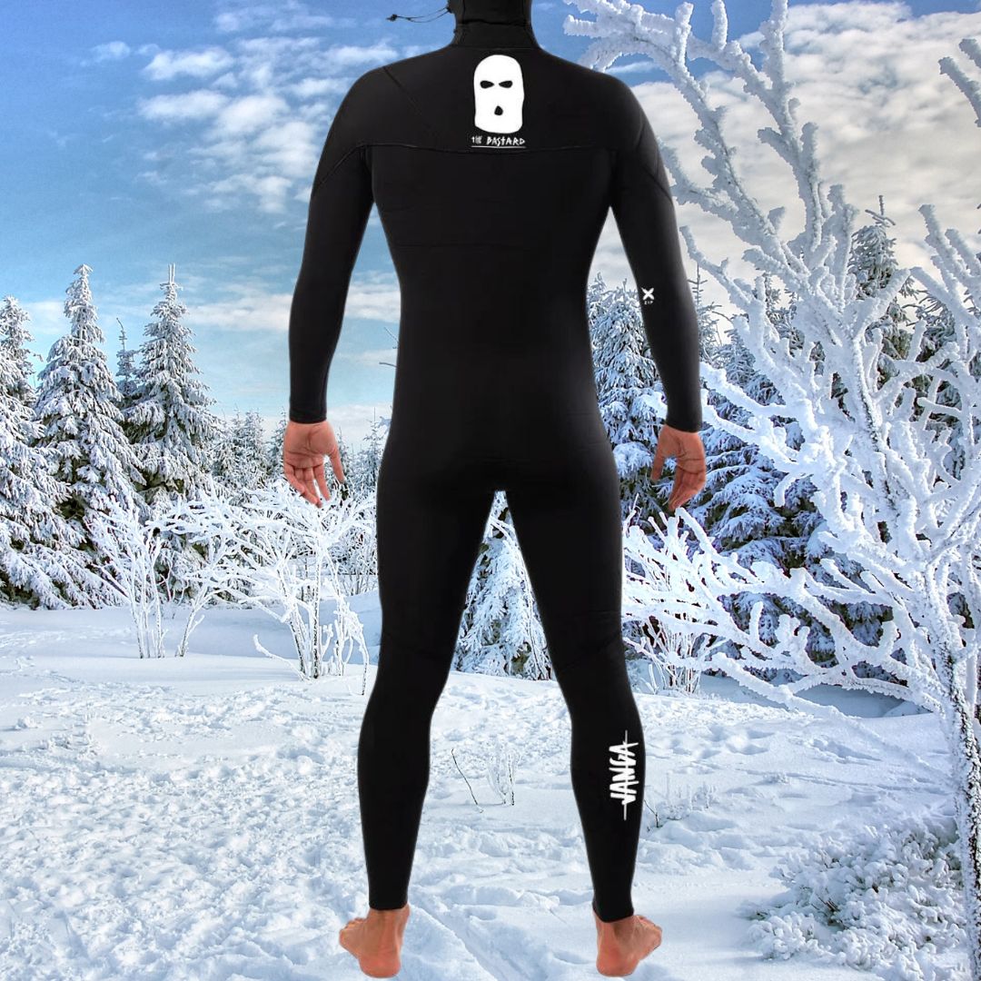 Back view of JANGA BASTARD HOODED PLUS SERIES 5/4mm wetsuit