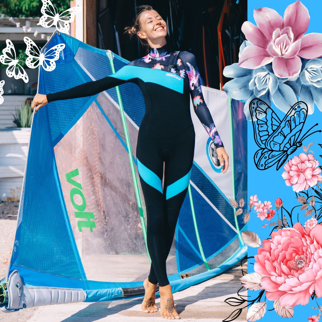 buy woman wetsuit floral print for surfing windsurfing kitesurfing wake