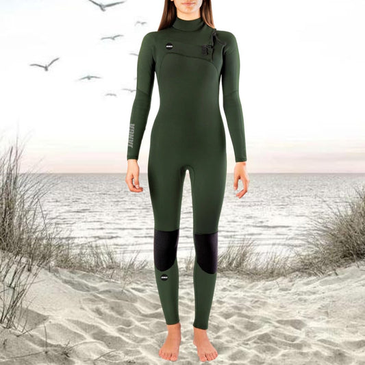 wetsuit janga 4/3mm warm surfing kite wake windsurfing fullsuit deep green  front view