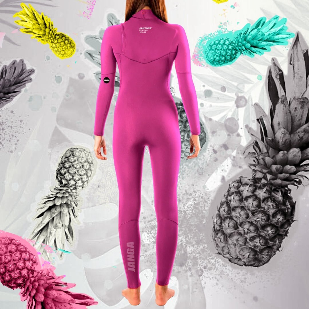 Back view of JANGA Jantone 4/3mm Pink women’s wetsuit