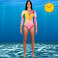 Action shot – Women's JANGA ALL STARS TIE DYE TUTTI FRUTY 2mm wetsuit surfing kite windsurfing