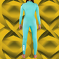 Back view — Blue JANGA PLUS SERIES X-ZIP wetsuit featuring rare Long JAP zipper