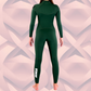 Back view — Green JANGA PLUS SERIES X-ZIP wetsuit featuring rare Long JAP zipper