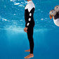 Back view of JANGA Bastard ZIP FREE 4/3mm Black/White wetsuit – zip-free design for maximum comfort