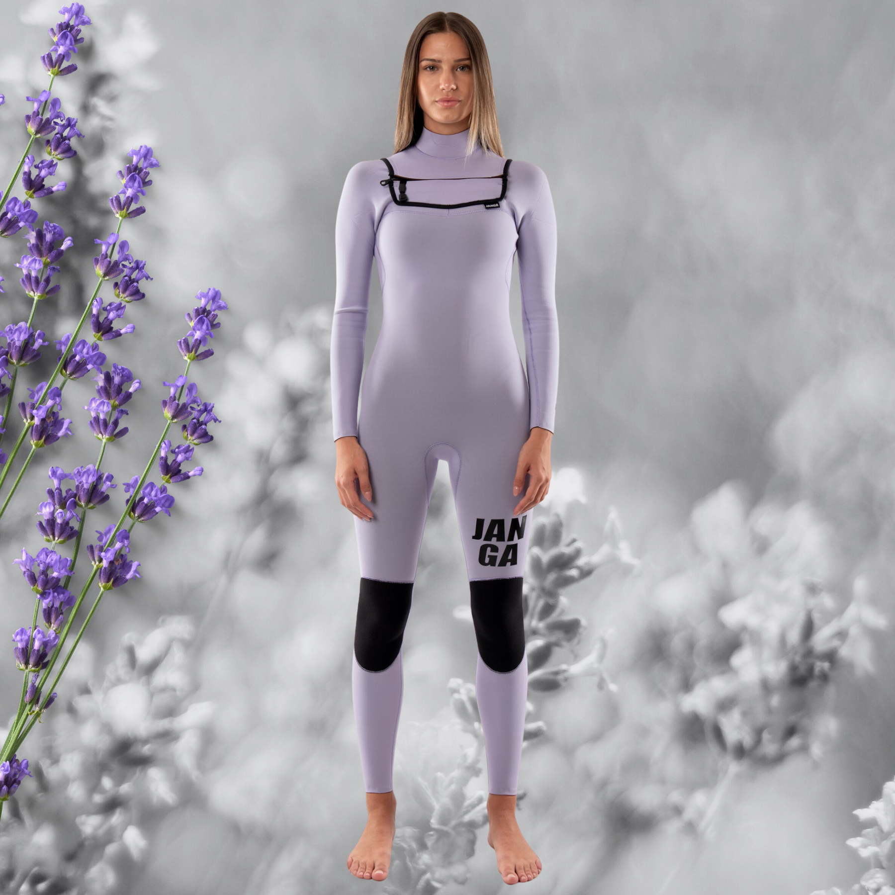 Lightweight eco-friendly JANGA FRONTLINE WOMAN wetsuit for spring surf