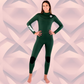 Front view — JANGA PLUS SERIES X-ZIP 4/3mm Green wetsuit with Yamamoto limestone neoprene