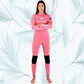 Front view — JANGA PLUS SERIES X-ZIP 4/3mm Pink/dots wetsuit for surfing