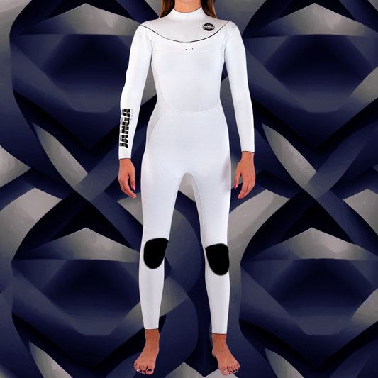 Front view — JANGA PLUS SERIES X-ZIP 4/3mm White premium wetsuit