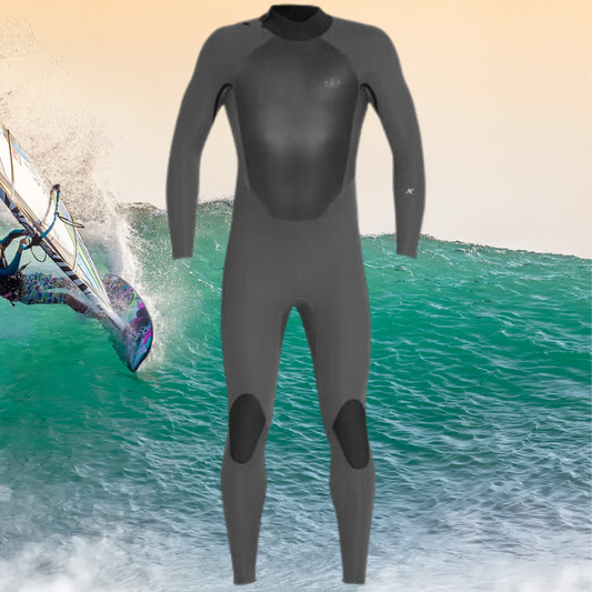Front view – Men's XCEL Axis X 4/3mm Back Zip wetsuit MT43A0S0 for 1cold waters   grey
