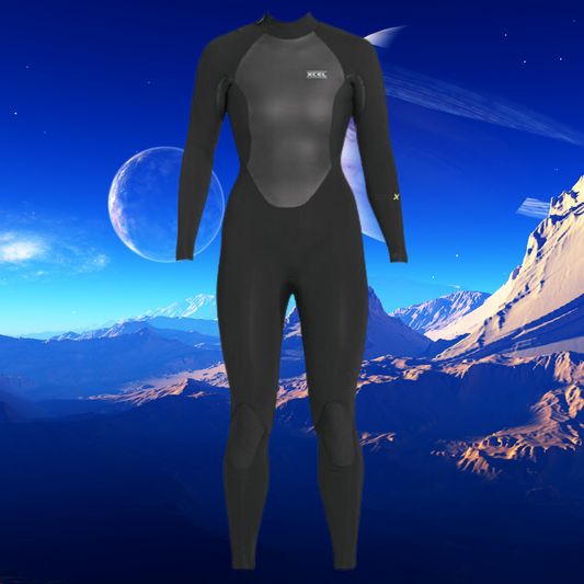 Front view – Women's XCEL Axis X 3/2mm Back Zip wetsuit for 16–21°C surfing