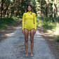Front view of JANGAX-ZIP Highercut wetsuit – yellow – 2mm for warm water