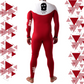 JANGA Bastard ZIP FREE 4/3mm White Red wetsuit full back view