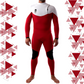 JANGA Bastard ZIP FREE 4/3mm White Red wetsuit full front view