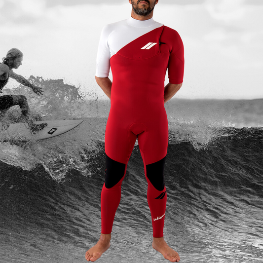 JANGA INDIGENT SHORT SLEEVE RED 2mm wetsuit front view