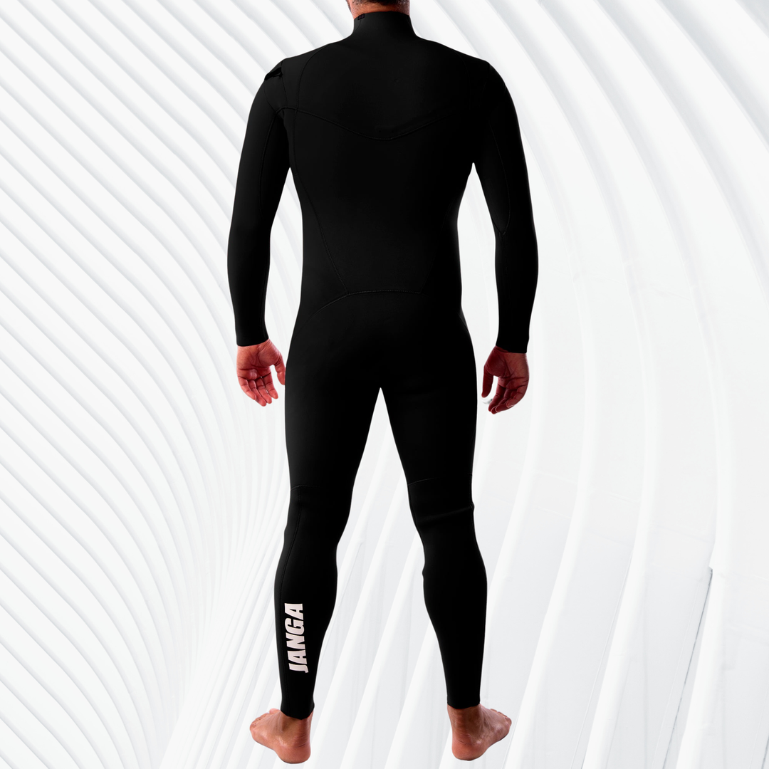 back view front zip wetsuit janga plus series black