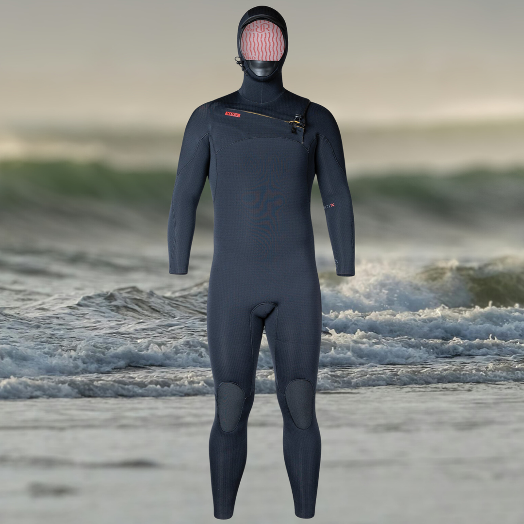 Wetsuit XCEL Infiniti Hooded  5/4mm front view radial rebound 