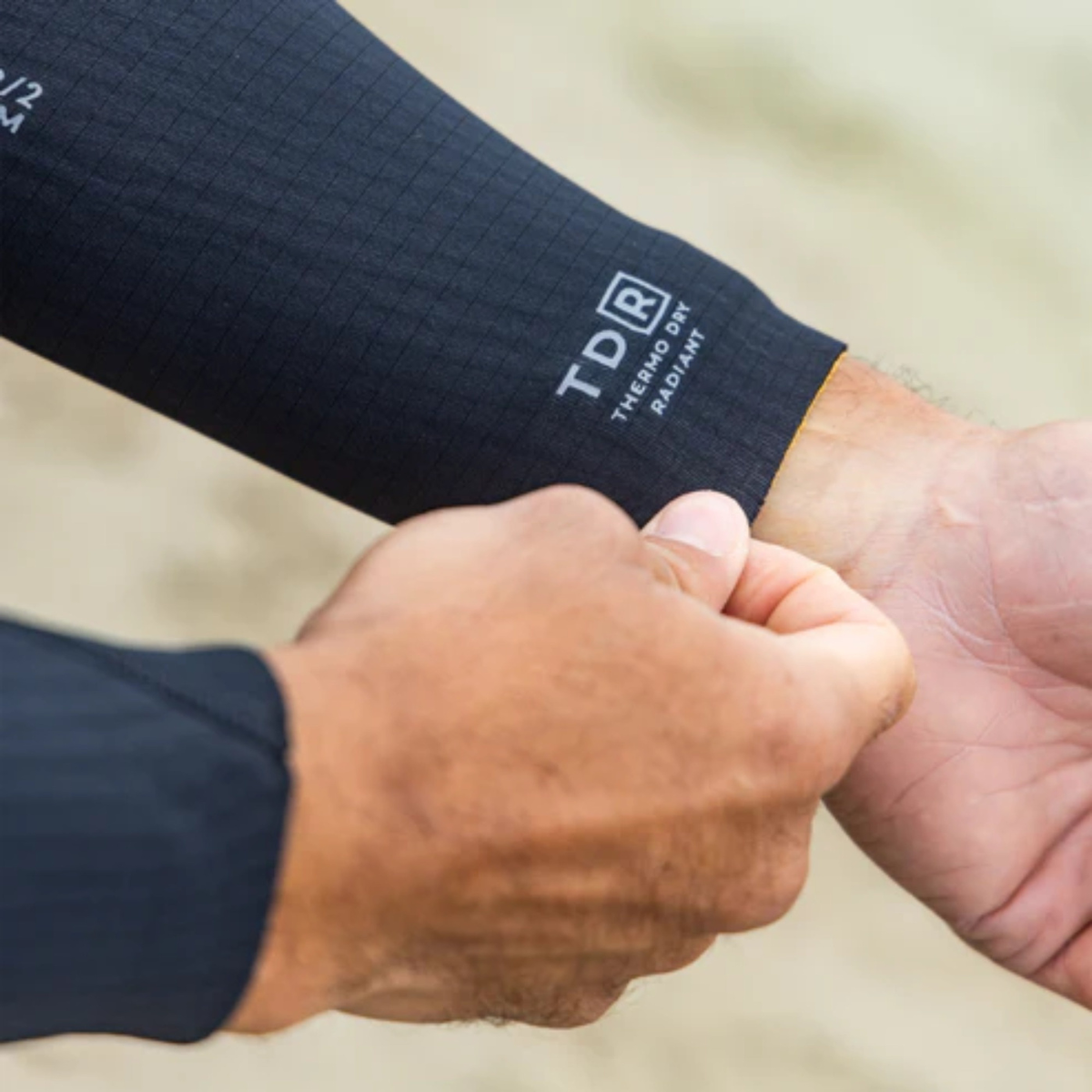 close view of Wetsuit XCEL Infiniti Hooded  5/4mm neoprene