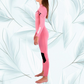 Side view JANGA PLUS SERIES X-ZIP 4/3mm Pink/dots wetsuit for surfing