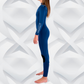 Side view — Navy JANGA PLUS wetsuit with Long JAP back zipper